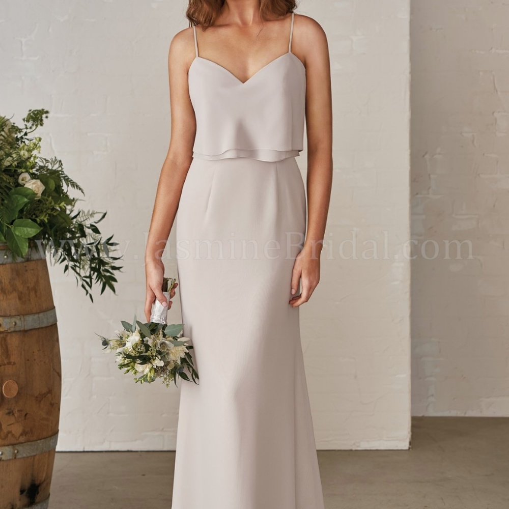 Long V-neck Georgette Bridesmaid Dress